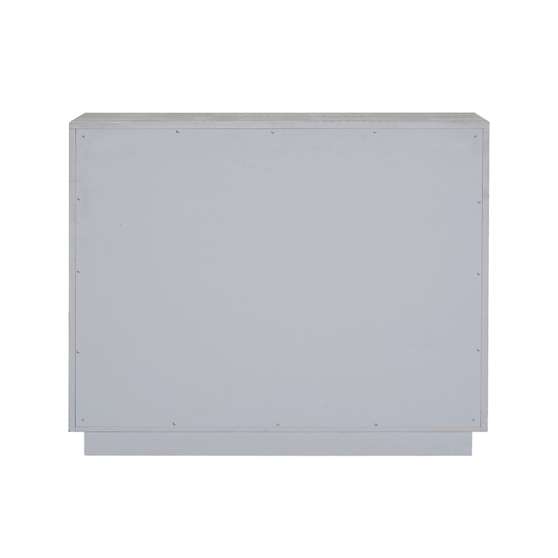 Bowery Hill Wood 3-Drawer Console Cabinet with Faux Crocodile Skin in Silver