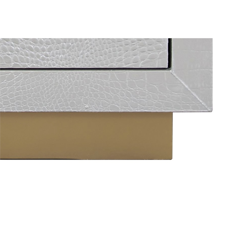 Bowery Hill Wood 3-Drawer Console Cabinet with Faux Crocodile Skin in Silver