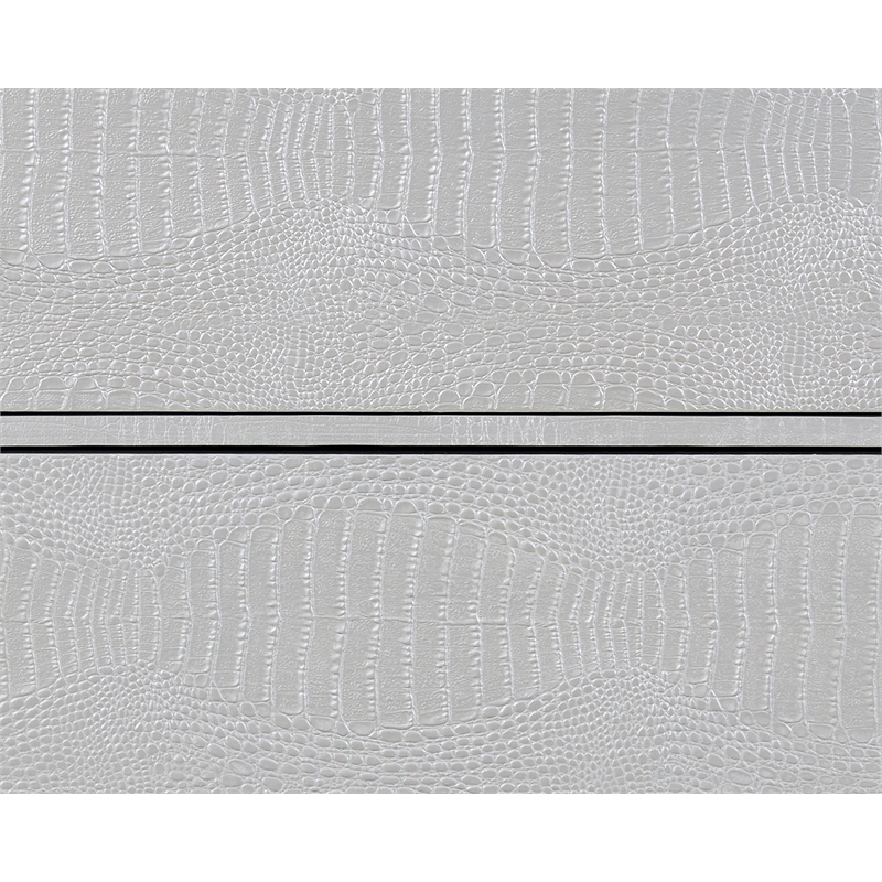 Bowery Hill Wood 3-Drawer Console Cabinet with Faux Crocodile Skin in Silver