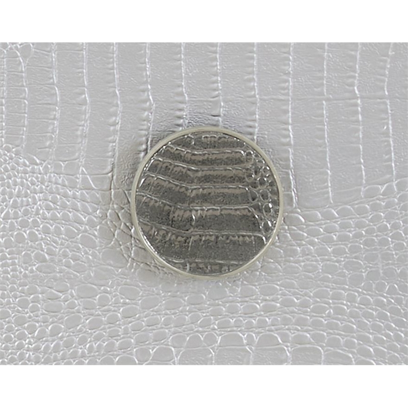 Bowery Hill Wood 3-Drawer Console Cabinet with Faux Crocodile Skin in Silver