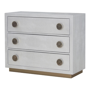 Bowery Hill Wood 3-Drawer Console Cabinet with Faux Crocodile Skin in Silver