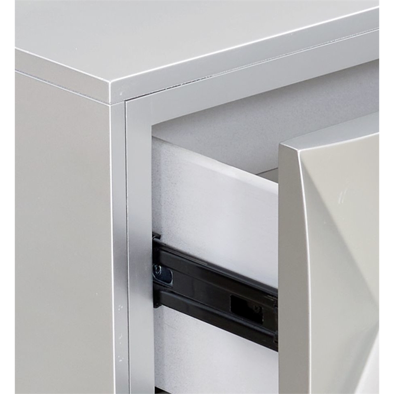 Bowery Hill Wood 3-Drawer Console Cabinet in Metallic Silver & Champagne