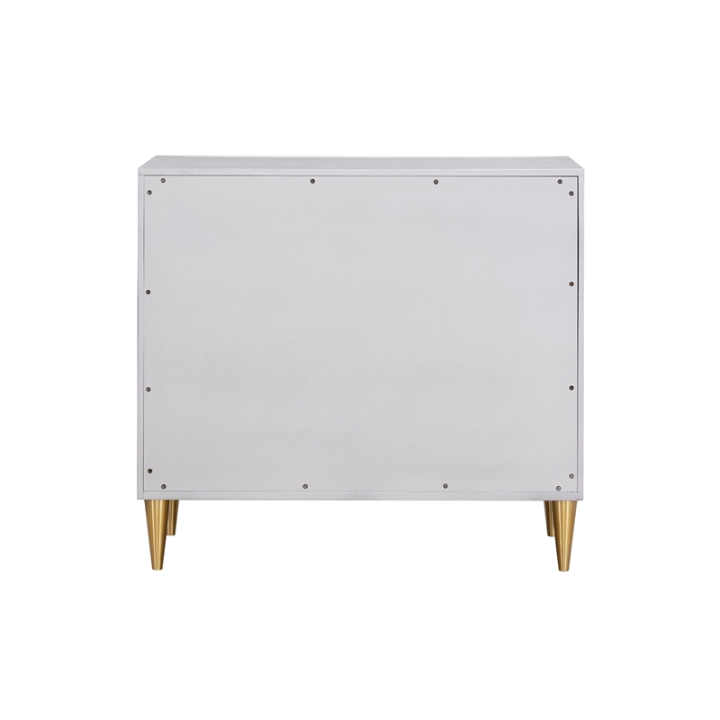 Bowery Hill Wood 3-Drawer Console Cabinet in Metallic Silver & Champagne