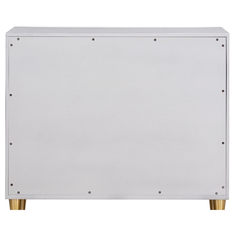 Bowery Hill Wood 3-Drawer Console Cabinet in Metallic Silver & Champagne