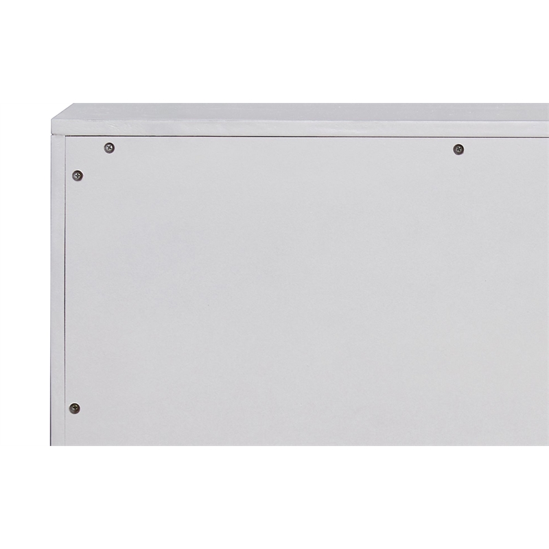 Bowery Hill Wood 3-Drawer Console Cabinet in Metallic Silver & Champagne