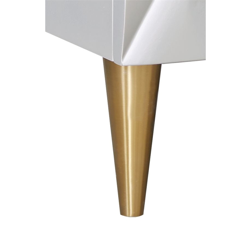 Bowery Hill Wood 3-Drawer Console Cabinet in Metallic Silver & Champagne