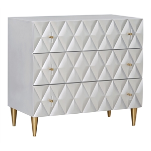 Bowery Hill Wood 3-Drawer Console Cabinet in Metallic Silver & Champagne