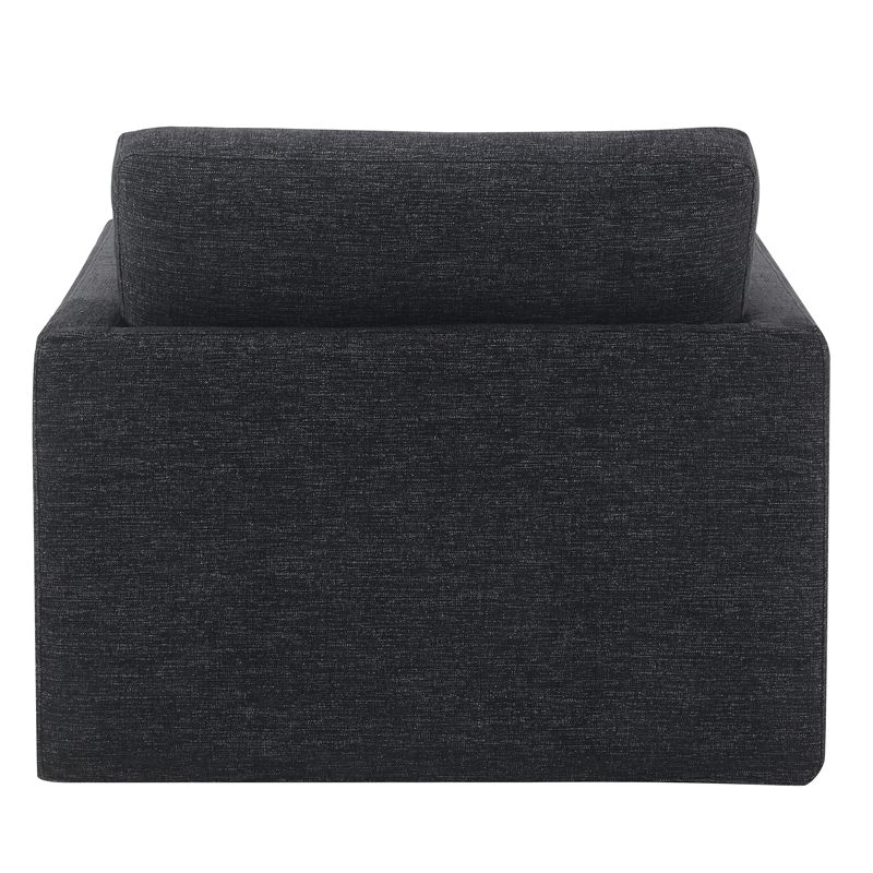 Bowery Hill Fabric Upholstered Swivel Chair with Pillow in Dark Gray