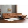 Bowery Hill Chenille Fabric Power Motion Sectional Sofa with USB Port in Orange