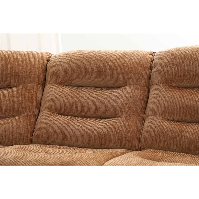 Bowery Hill Chenille Fabric Power Motion Sectional Sofa with USB Port in Orange