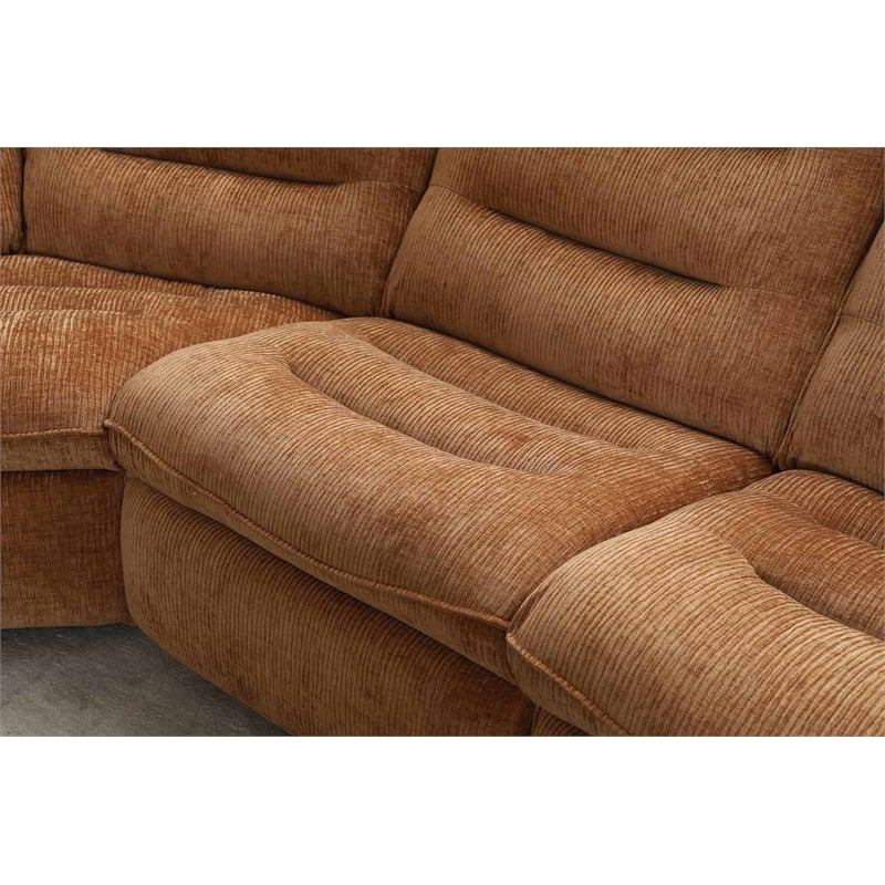 Bowery Hill Chenille Fabric Power Motion Sectional Sofa with USB Port in Orange