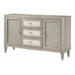 Bowery Hill 3-Drawer Wood Storage Server with Fluted Legs in Champagne Gray