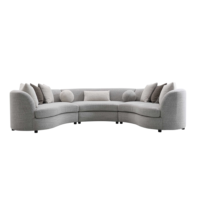 Bowery Hill Fabric Upholstered Sectional Sofa with 9 Pillows in Gray