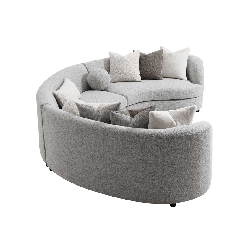 Bowery Hill Fabric Upholstered Sectional Sofa with 9 Pillows in Gray
