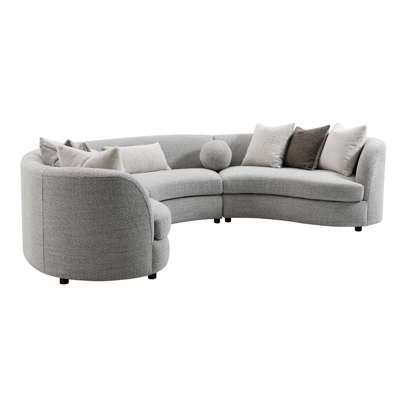 Bowery Hill Fabric Upholstered Sectional Sofa with 9 Pillows in Gray