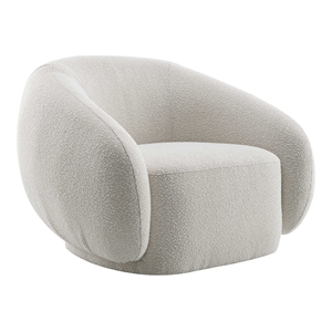 Bowery Hill Contemporary Fabric Upholstered Chair with Swivel in Beige