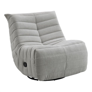 Bowery Hill Chenille Upholstered Glider Recliner with Swivel in Light Gray