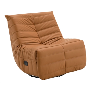 Bowery Hill Faux Leather Upholstered Glider Recliner with Swivel in Orange