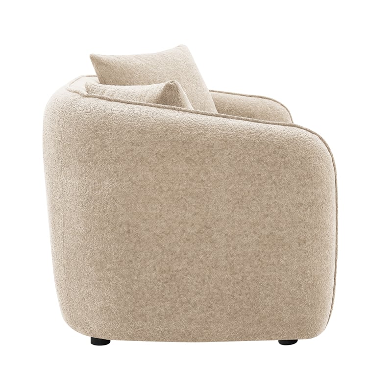 Bowery Hill Chenille Fabric Upholstered Loveseat with 2 Pillows in Beige