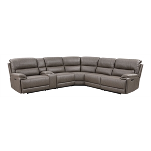 Bowery Hill Faux Leather Upholstered Motion Sectional Sofa in Brown