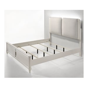 Bowery Hill Wood Pearl White Queen Bed Rectangular LED Light 91&quotL x 64&quotW x 62&quotH Assembly Required