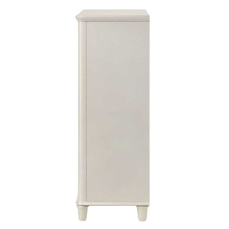 Bowery Hill Wood 5-Drawer Chest with Acrylic Legs in Pearl White