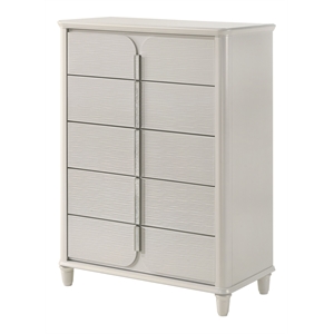 Bowery Hill Wood 5-Drawer Chest with Acrylic Legs in Pearl White