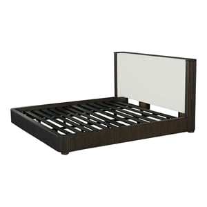 Bowery Hill Wood Upholstered Eastern King Bed in White & Espresso