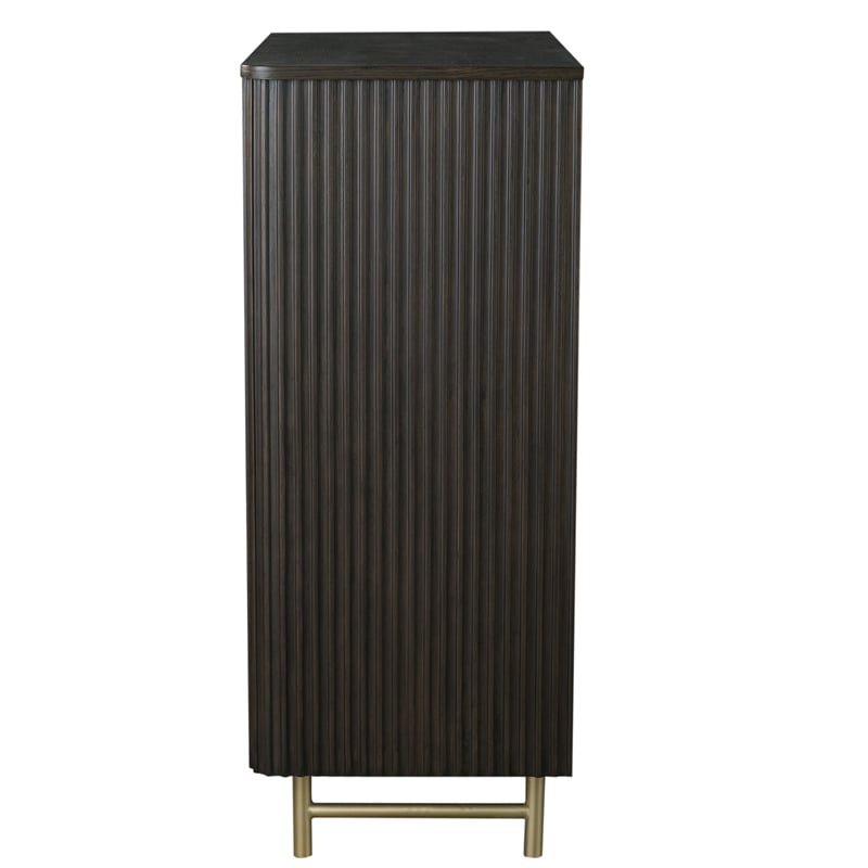 Bowery Hill Wood 5-Drawer Chest with Gold Metal Legs in Espresso