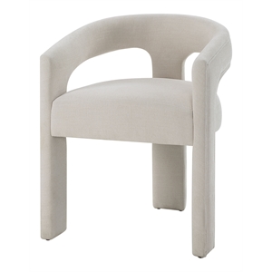 Bowery Hill Chenille Fabric Side Chair with Curved Back in White (Set of 2)