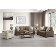 Bowery Hill Transitional Fabric Upholstered Loveseat with 3 Pillows in Brown
