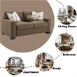 Bowery Hill Transitional Fabric Upholstered Loveseat with 3 Pillows in Brown
