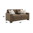 Bowery Hill Transitional Fabric Upholstered Loveseat with 3 Pillows in Brown