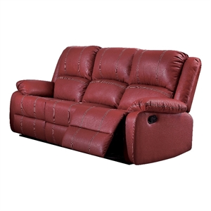 Bowery Hill Contemporary Motion Sofa in Red Synthetic Leather