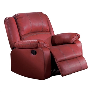 Bowery Hill Contemporary Motion Rocker Recliner in Red Synthetic Leather