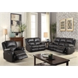 Bowery Hill Contemporary Motion Sofa in Black Synthetic Leather