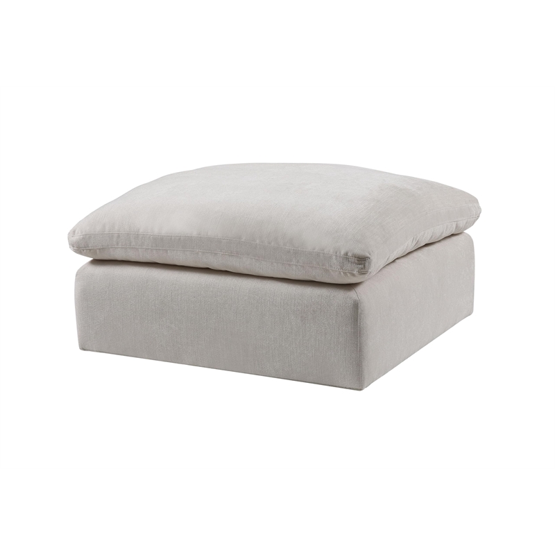 Bowery Hill Contemporary Wooden Frame Modular Ottoman in Ivory Linen