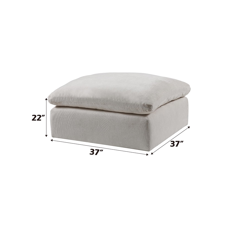 Bowery Hill Contemporary Wooden Frame Modular Ottoman in Ivory Linen