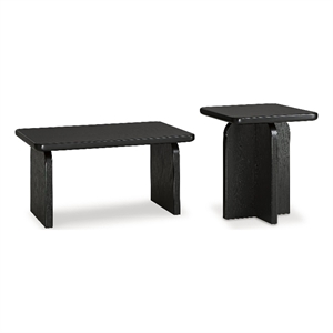 Bowery Hill Contemporary Engineered Wood Black Finish Table - Set of 2