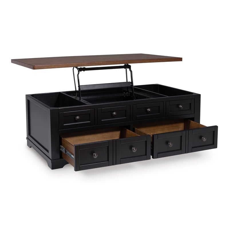 Bowery Hill Modern / Contemporary Wood Black Lift-Top Coffee Table