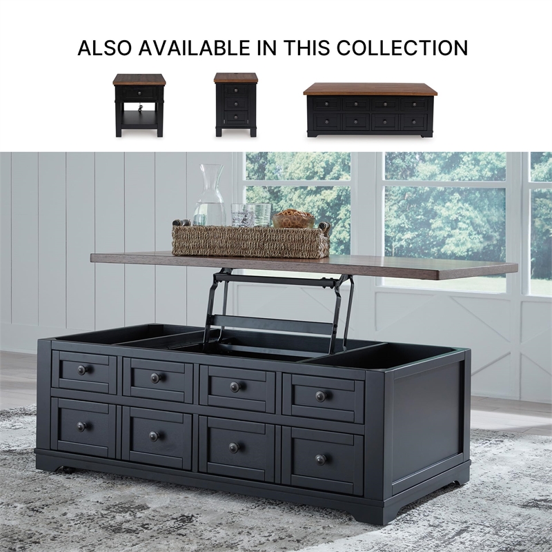 Bowery Hill Modern / Contemporary Wood Black Lift-Top Coffee Table