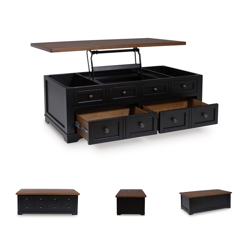 Bowery Hill Modern / Contemporary Wood Black Lift-Top Coffee Table