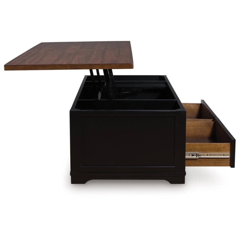 Bowery Hill Modern / Contemporary Wood Black Lift-Top Coffee Table