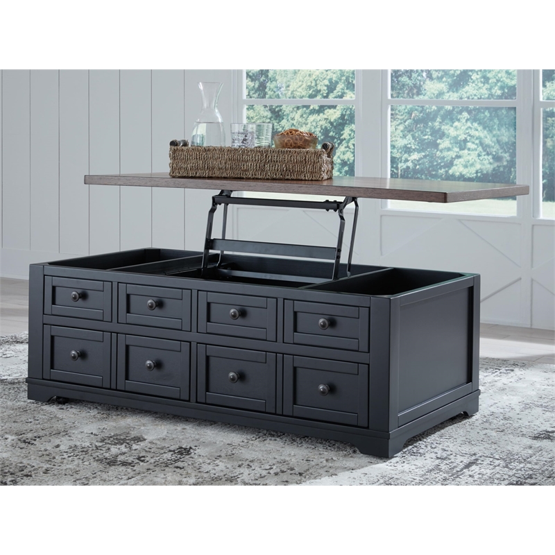 Bowery Hill Modern / Contemporary Wood Black Lift-Top Coffee Table