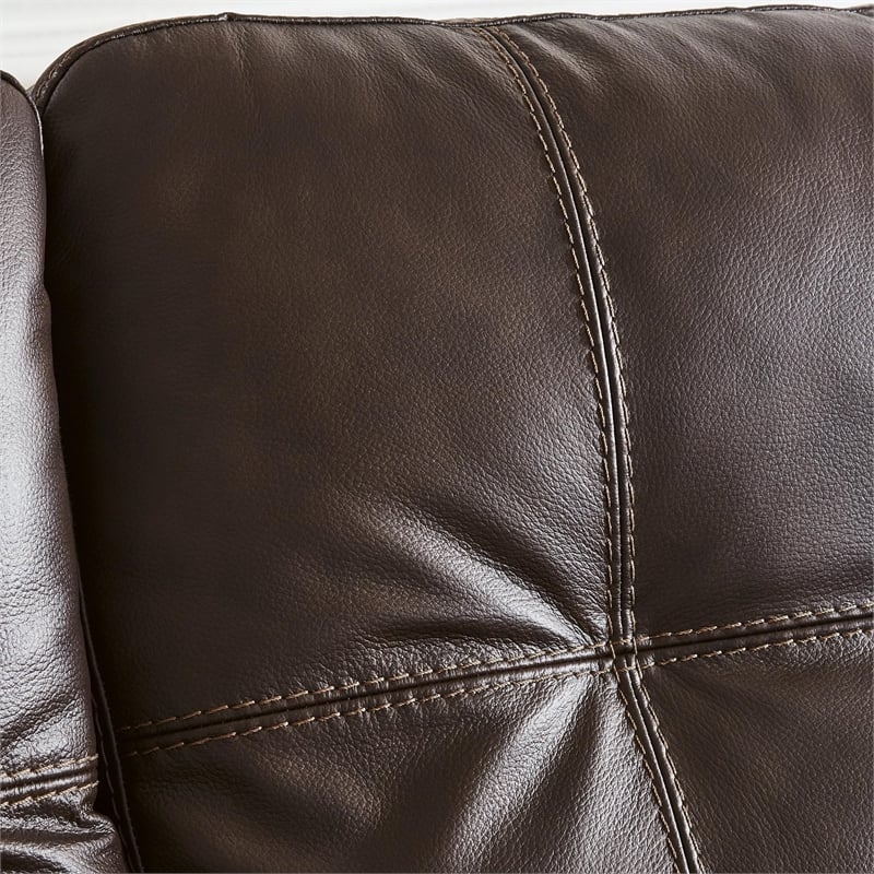 Bowery Hill Top Grain Leather Brown Sofa Sleeper Rectangular Pull-Out Memory Foam Mattress 85