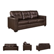 Bowery Hill Top Grain Leather Brown Sofa Sleeper Rectangular Pull-Out Memory Foam Mattress 85