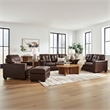 Bowery Hill Top Grain Leather Brown Sofa Sleeper Rectangular Pull-Out Memory Foam Mattress 85