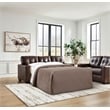 Bowery Hill Top Grain Leather Brown Sofa Sleeper Rectangular Pull-Out Memory Foam Mattress 85