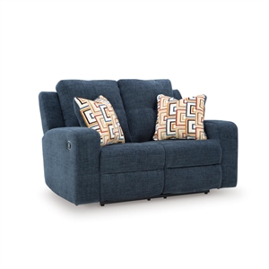 Bowery Hill Modern / Contemporary Polyester Blue Reclining Loveseat
