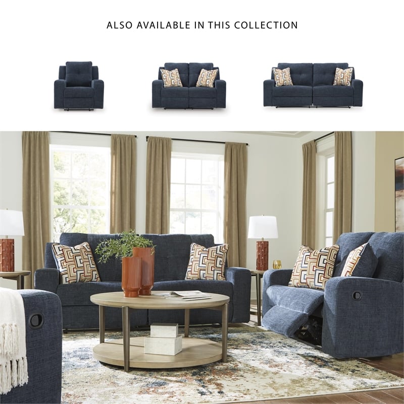 Bowery Hill Modern / Contemporary Polyester Blue Reclining Loveseat